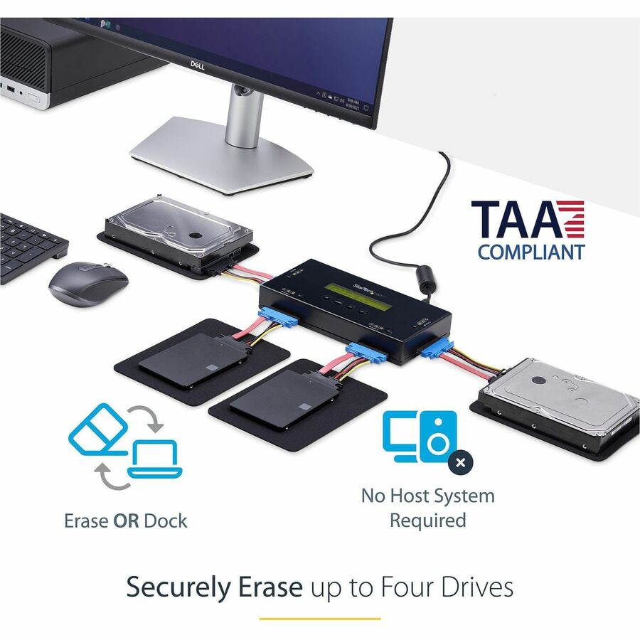Thumbnail 3 of 9 for StarTech.com 4 Bay SSD/HDD Hard Drive Eraser, 2.5/3.5" SATA, Standalone Wiper, Disk Sanitizer, Hardware Wiper TAA