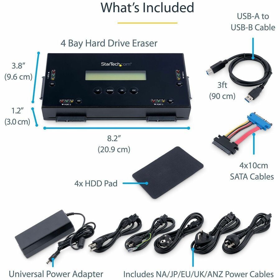 Thumbnail 6 of 9 for StarTech.com 4 Bay SSD/HDD Hard Drive Eraser, 2.5/3.5" SATA, Standalone Wiper, Disk Sanitizer, Hardware Wiper TAA