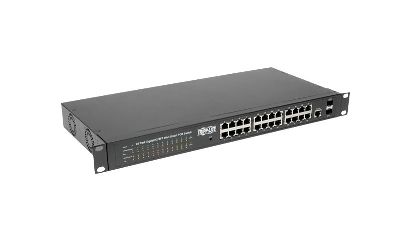 Tripp Lite 24 10/100/1000Mbps Port Gigabit L2 Web-Smart Managed PoE+ Switch, 2 Dedicated Gigabit SFP Slots, 52 Gbps, Web