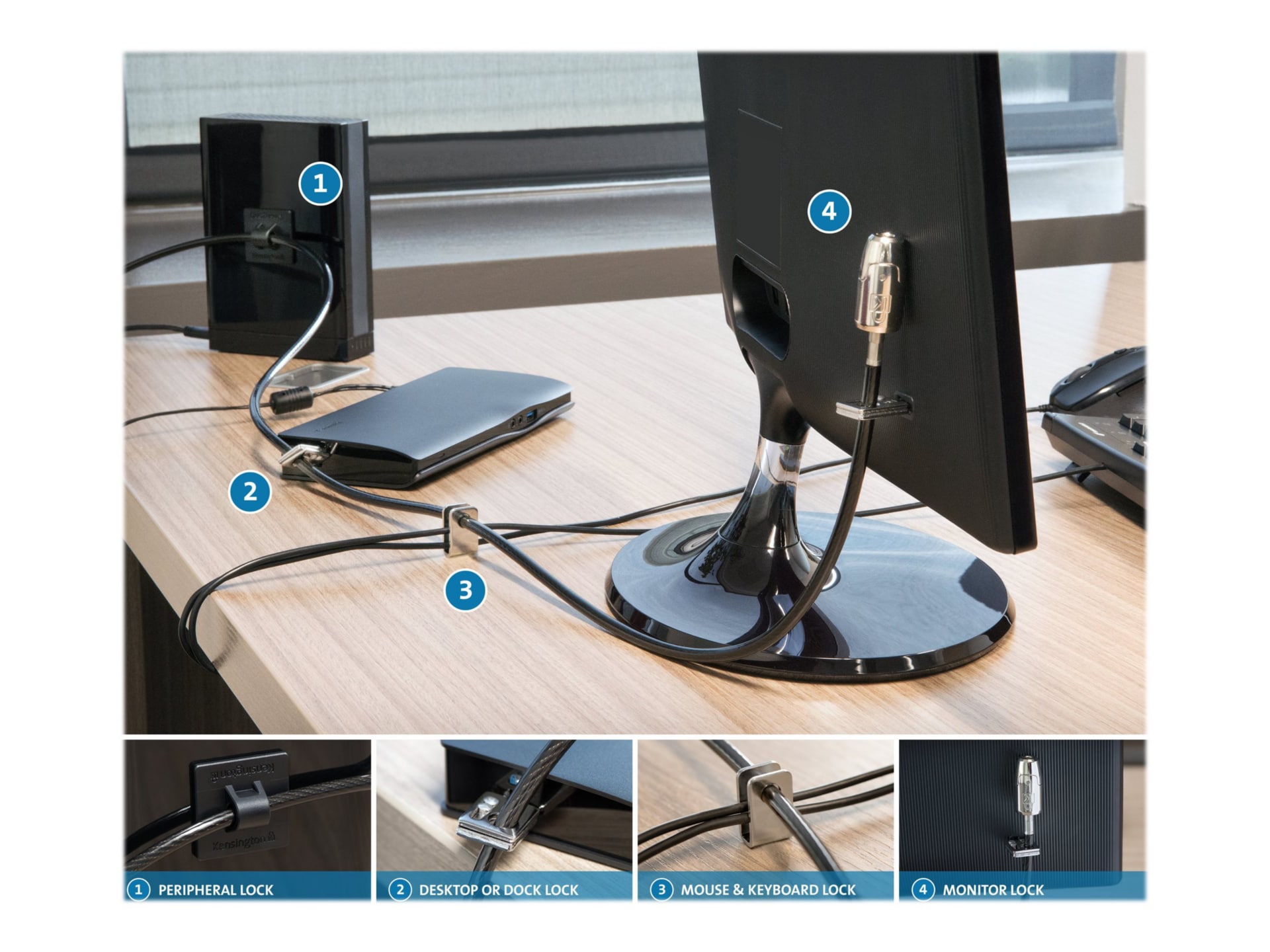 Thumbnail 4 of 15 for Kensington Desktop and Peripherals Standard Keyed Locking Kit 2.0 - security cable lock