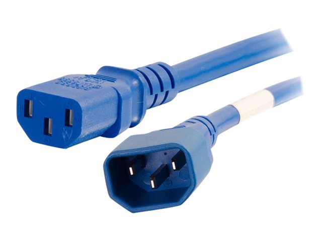 C2G 1ft Power Cord - 18AWG - IEC320C14 to IEC320C13 - Blue
