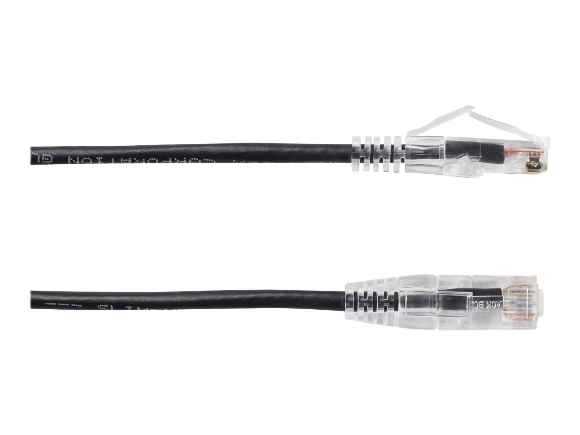 Black Box 2ft Slim-Net CAT6 Black 28AWG 250Mhz UTP Snagless Patch Cable