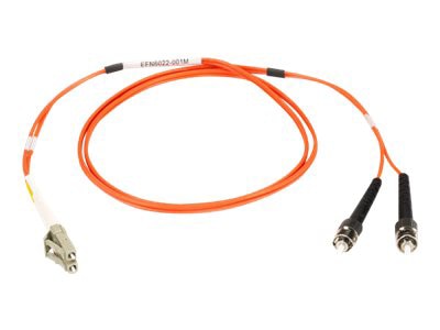 Black Box 2M ST/LC Duplex Multimode 50/125 OM2 Fiber Cable, Orange, 6ft