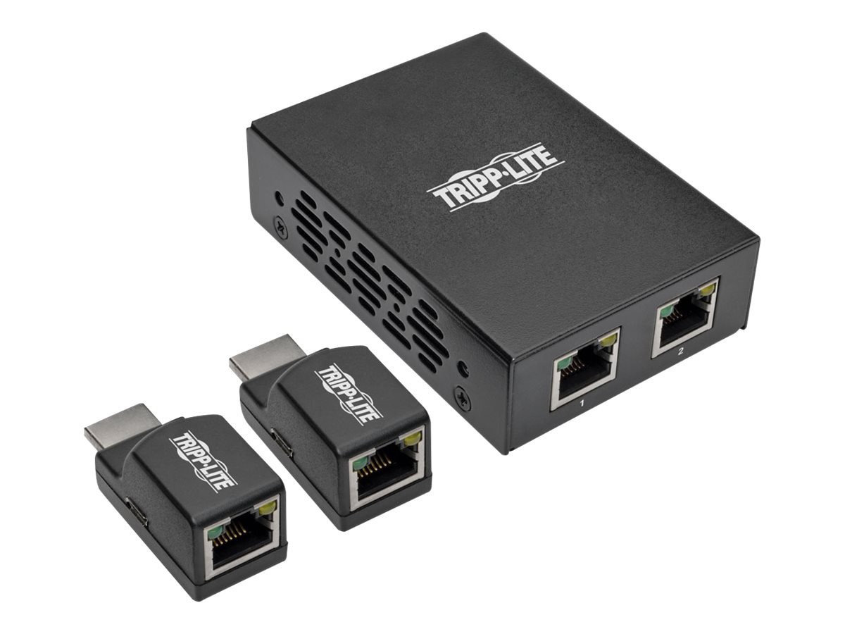 Tripp Lite 2-Port HDMI over Cat5/Cat6 Extender Kit, Power over Cable, Box-Style Transmitter, 2 Mini Receivers, 1080p @