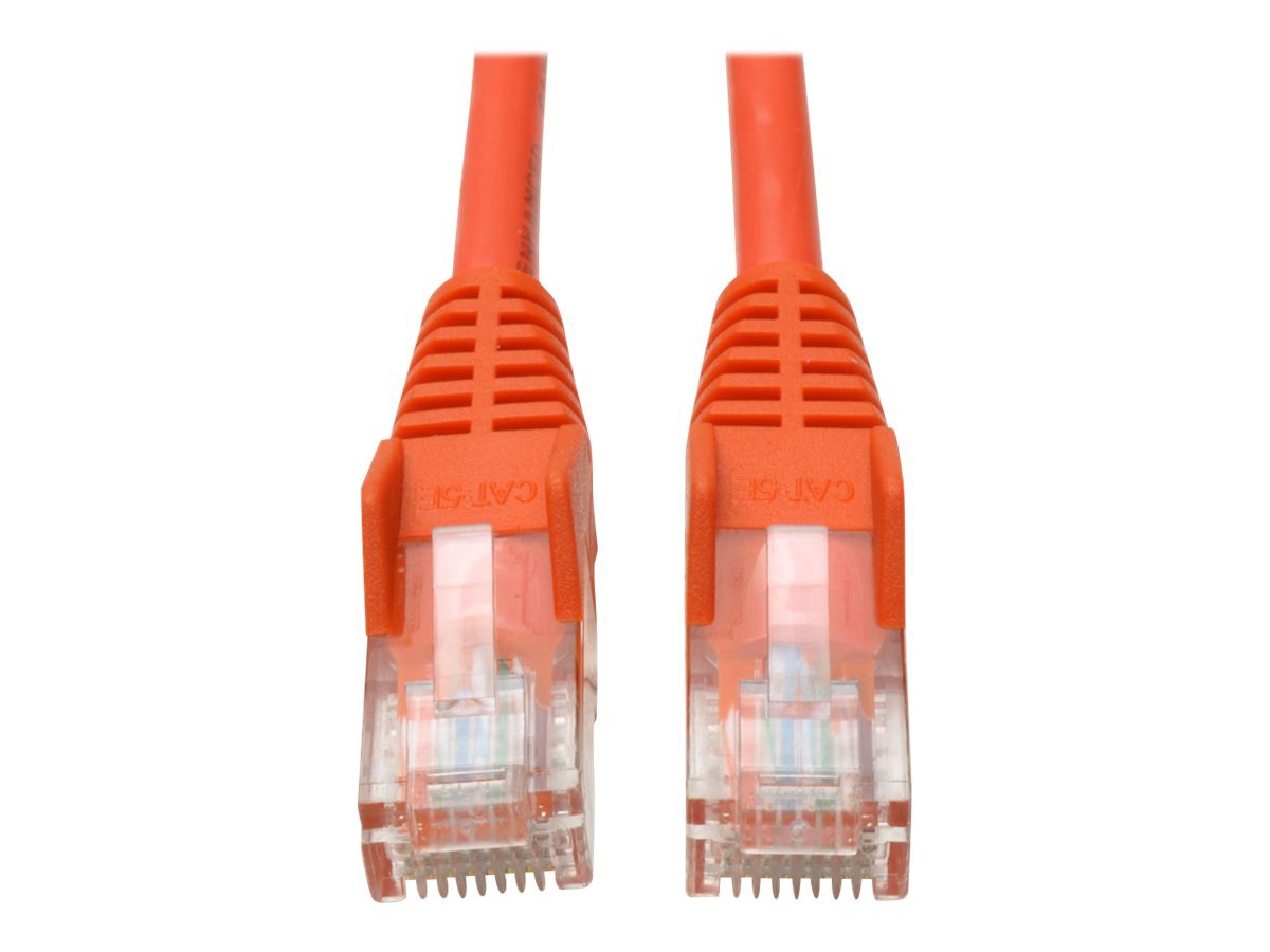 Eaton Tripp Lite Series Cat5e 350 MHz Snagless Molded (UTP) Ethernet Cable (RJ45 M/M), PoE - Orange, 15 ft. (4.57 m) -