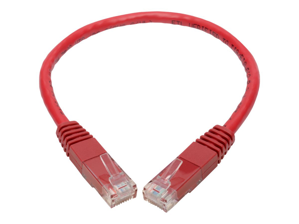 Eaton Tripp Lite Series Cat6 Gigabit Molded (UTP) Ethernet Cable (RJ45 M/M), PoE, Red, 1 ft. (0.31 m) - patch cable - 1