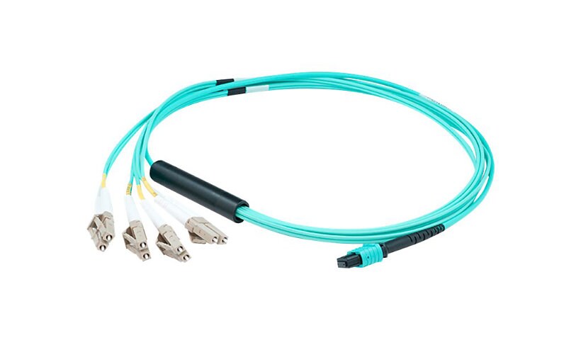 Proline 0.5m MPO (F) to 8xLC (M) 8-Strand Aqua OM3 Fiber Fanout Cable