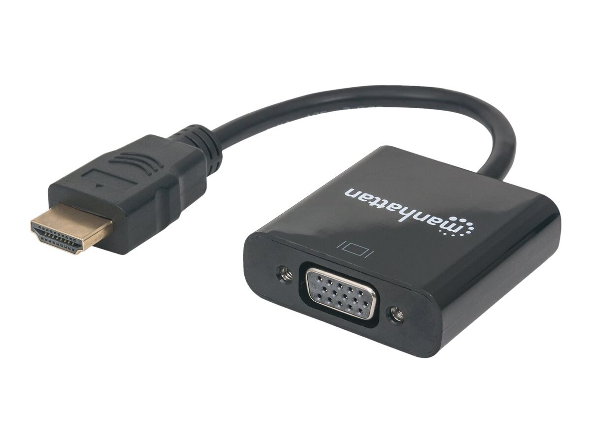 Manhattan HDMI to VGA Converter cable, 1080p, 30cm, Male to Female, Micro-USB Power Input Port for additional power if
