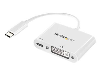 StarTech.com USB C to DVI Adapter Converter w/ 60W PD Pass-through - White