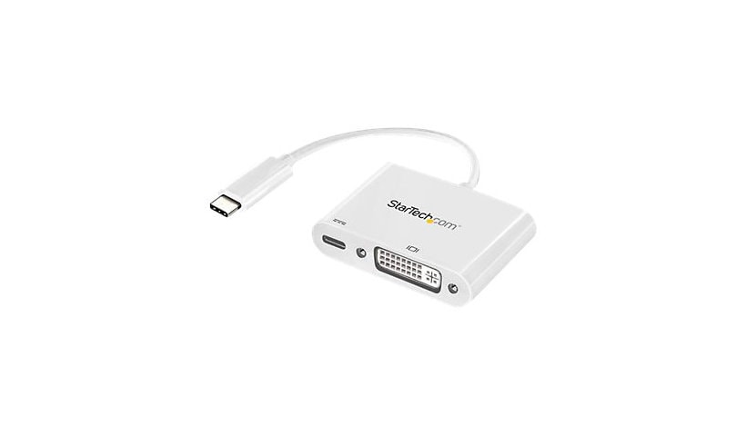 StarTech.com USB C to DVI Adapter Converter w/ 60W PD Pass-through - White
