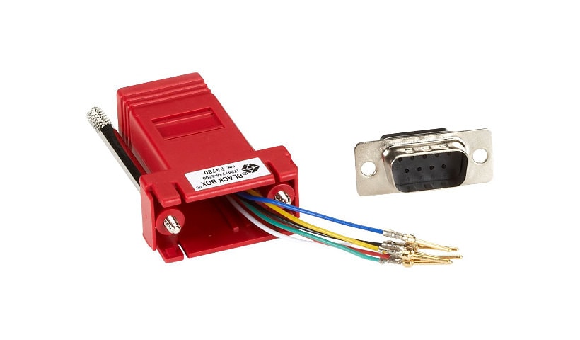 Black Box Modular Adapter Kit Unassembled, DB9M / RJ11F, Red,Thumbscrews