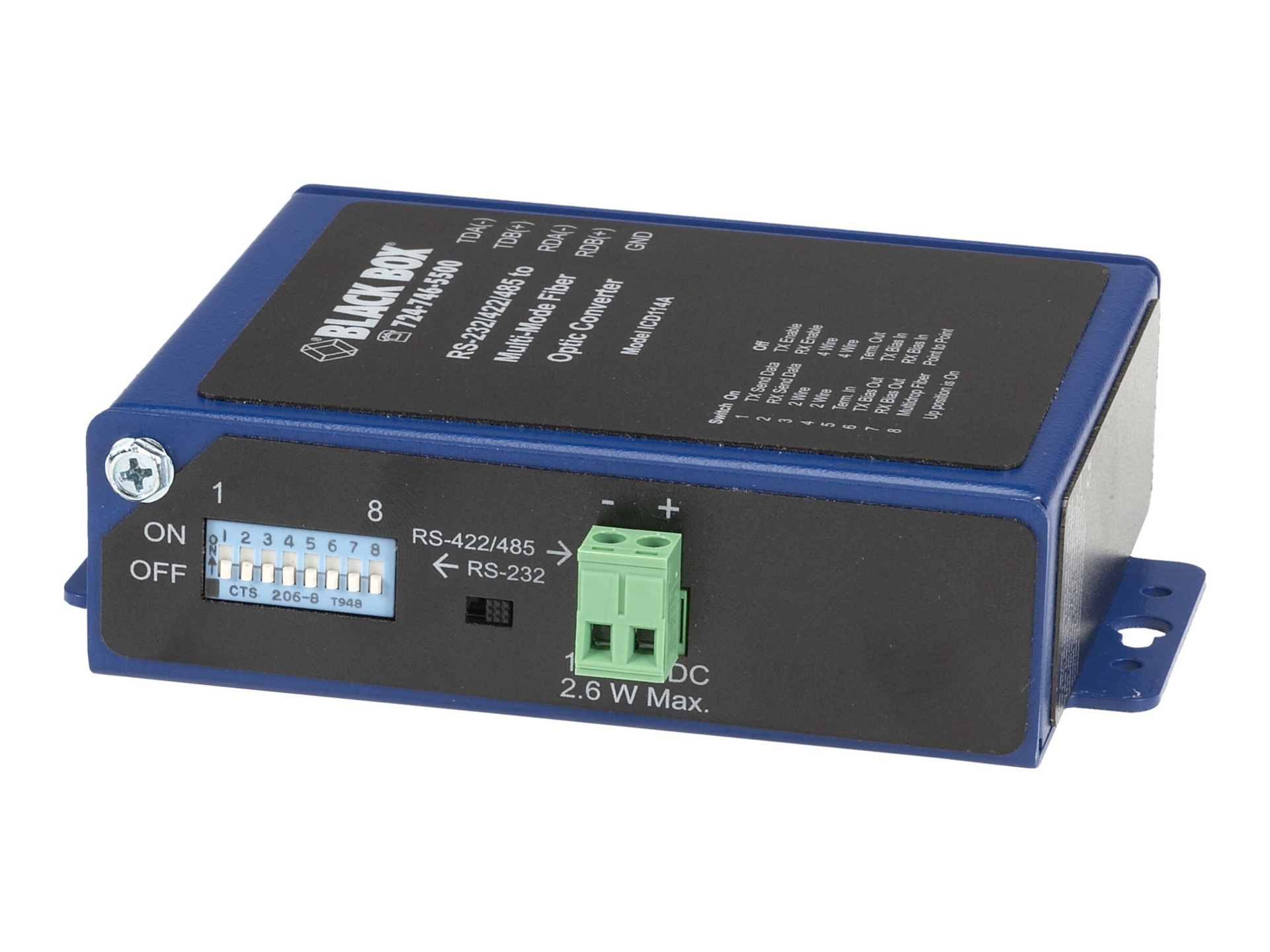 Black Box Industrial Opto-Isolated Serial to Fiber - short-haul modem - ASCII, serial, Modbus