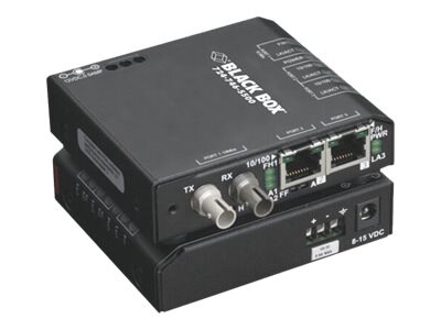 Black Box Hardened Media Converter Switch 12-VDC - fiber media converter -