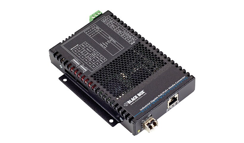 Black Box Industrial Gigabit PoE/PoE+ Media Converter - fiber media convert