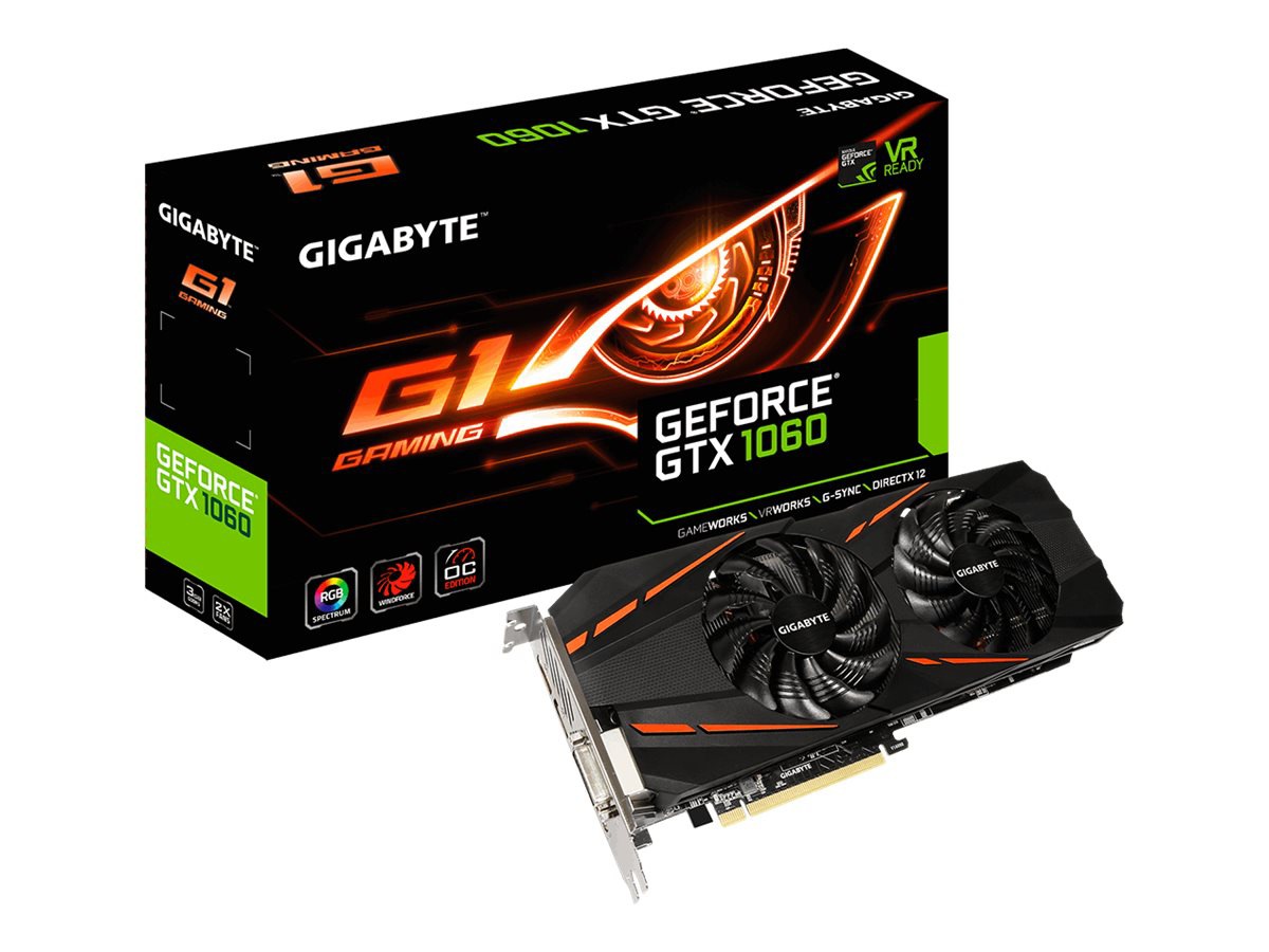 Gigabyte GeForce GTX 1060 G1 Gaming 3G (rev. 2.0) - OC Edition - graphics card - GF GTX 1060 - 3 GB