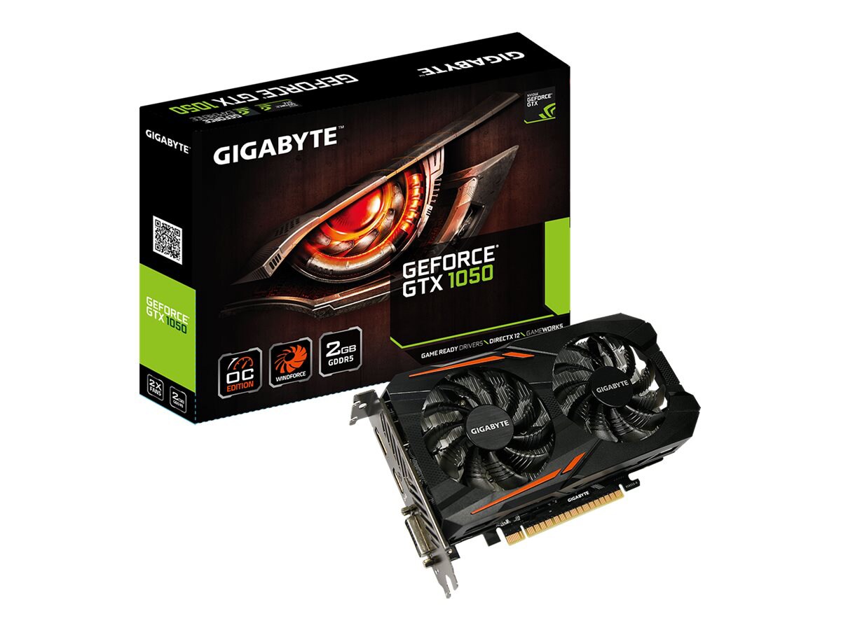 Gigabyte GeForce GTX 1050 OC 2G - graphics card - NVIDIA GeForce GTX 1050 - 2 GB