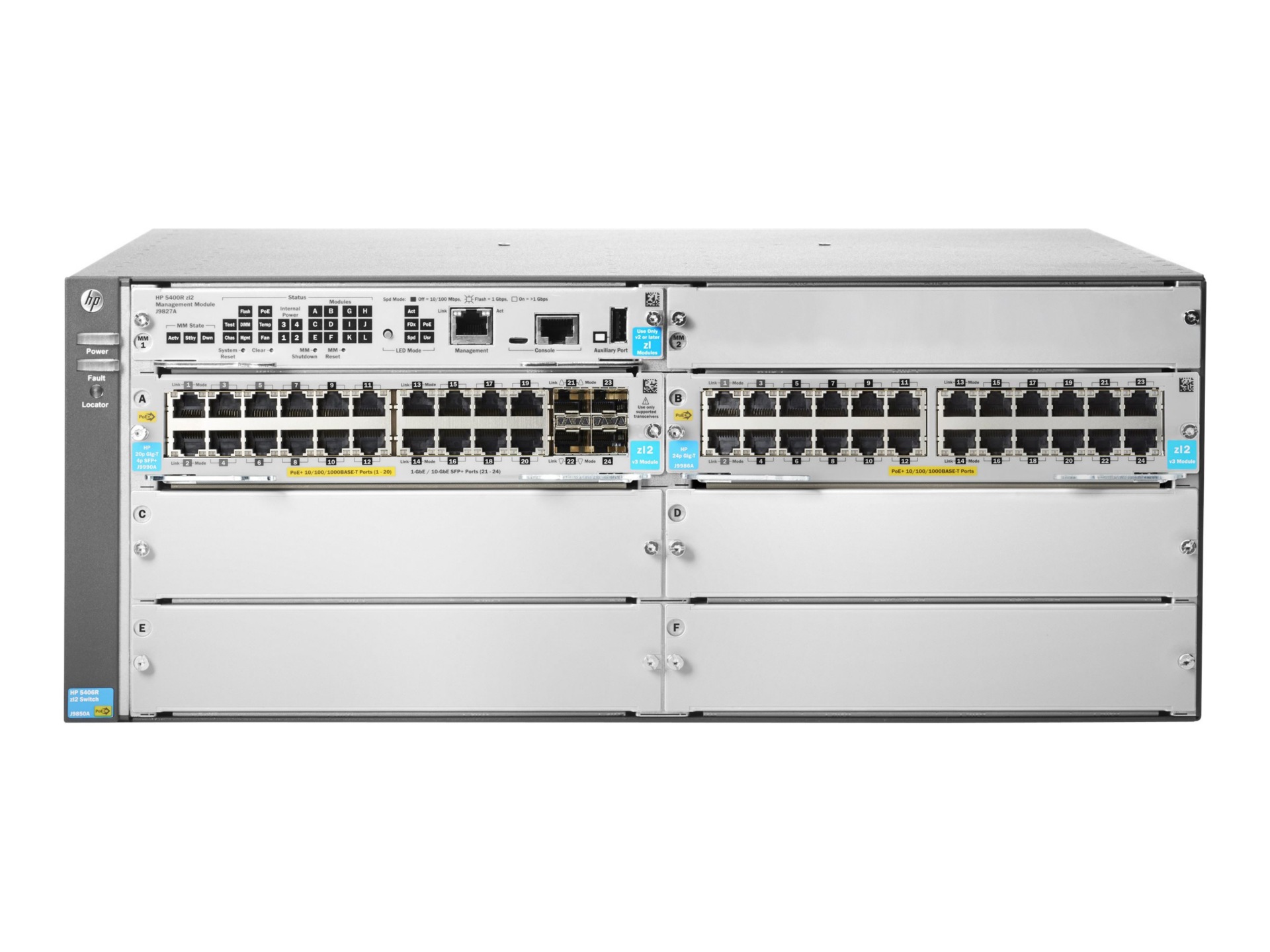Aruba 5406R 44GT PoE+ / 4SFP+ (No PSU) v3 zl2 - switch - 44 ports - managed - rack-mountable