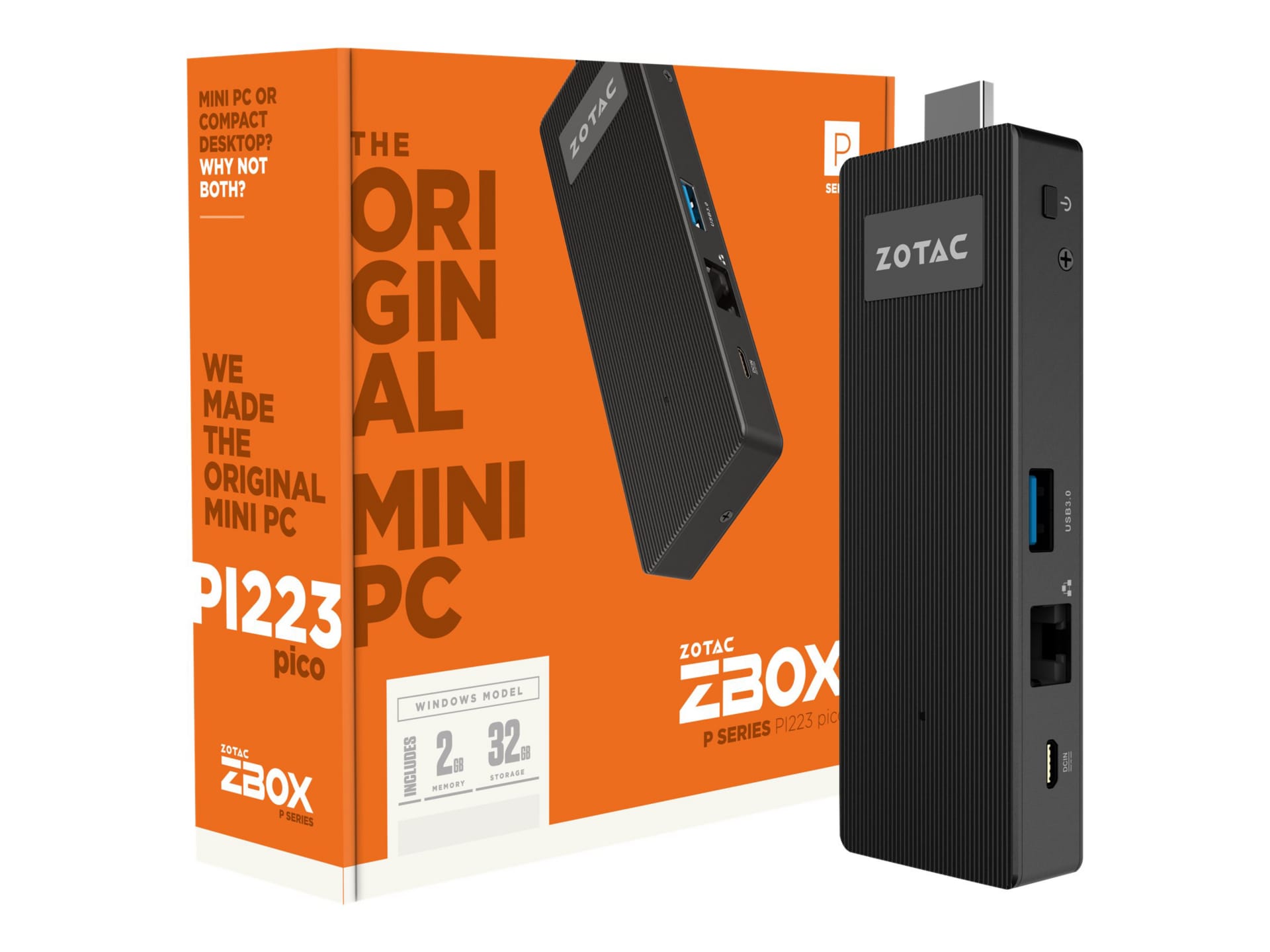 ZOTAC ZBOX P Series PI223 pico - mini PC - Atom x5 Z8350 1.44 GHz - 2 GB -