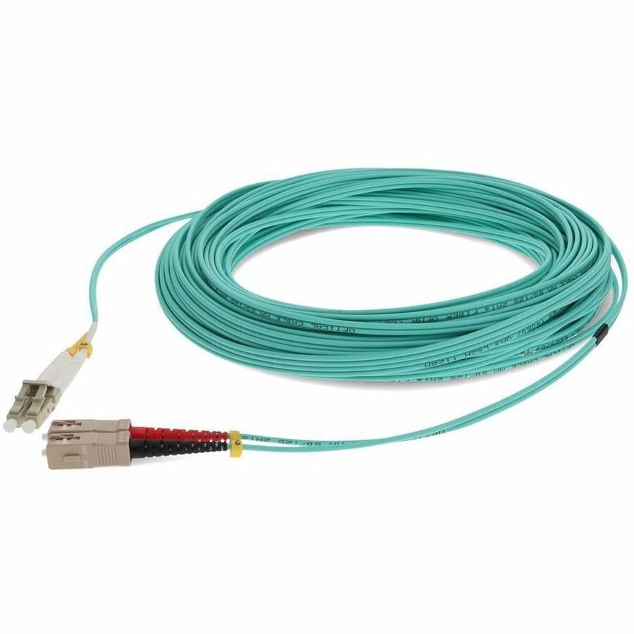 Proline 12m SC to LC Aqua OM4 Duplex OFNR (Riser-Rated) Fiber Patch Cable