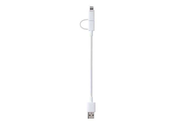 PNY 2in1 Charge & Sync Cable - charging / data cable - Lightning / USB - 5.9 in