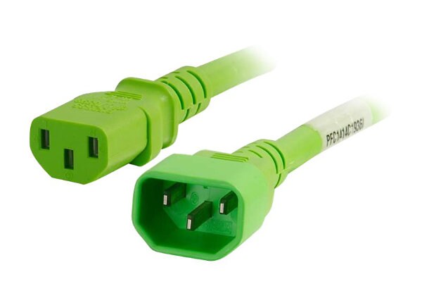 C2G 10ft 18AWG Power Cord (IEC320C14 to IEC320C13) - Green - power cable - 10 ft