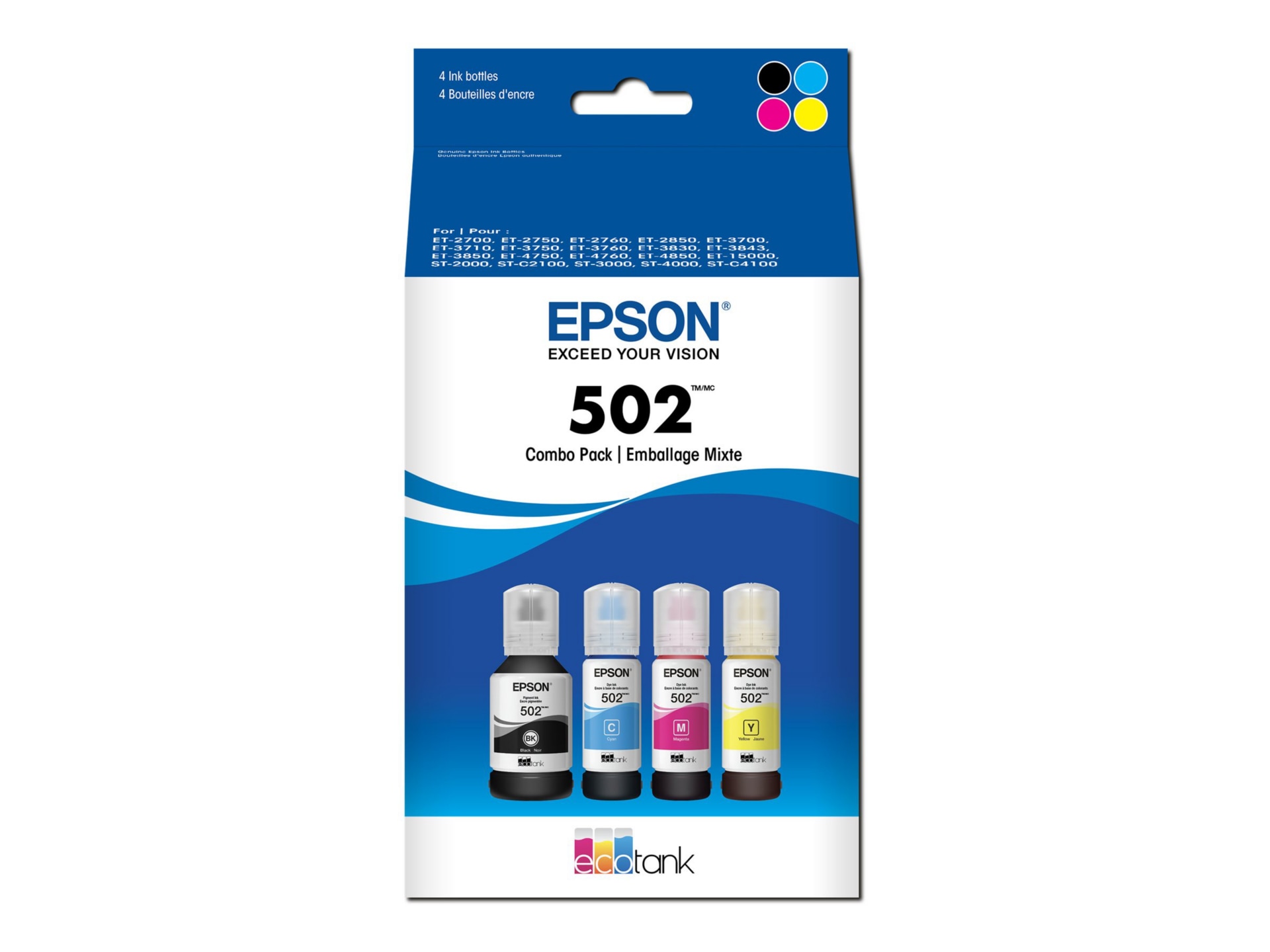 Epson EcoTank 502 Combo Pack - 4-pack - Ultra High Capacity - black, yellow, cyan, magenta - original - ink refill