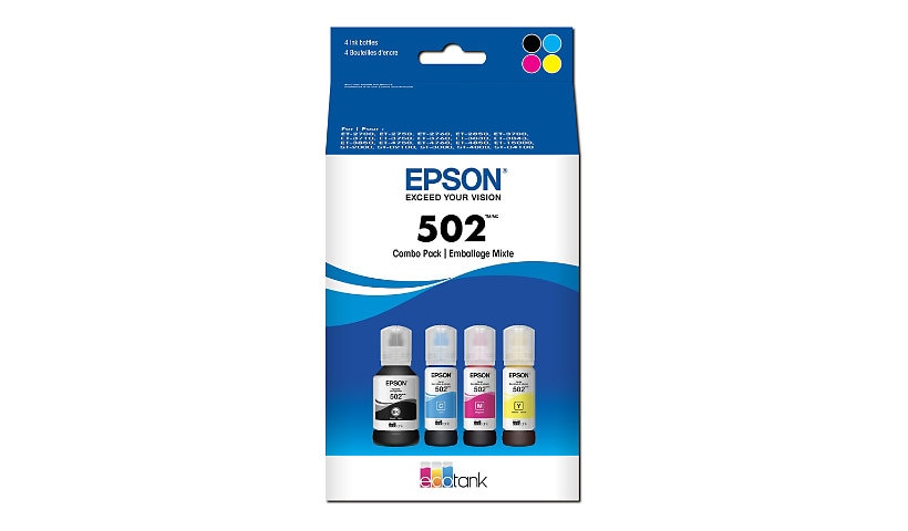 Epson EcoTank 502 Combo Pack - 4-pack - Ultra High Capacity - black, yellow, cyan, magenta - original - ink refill