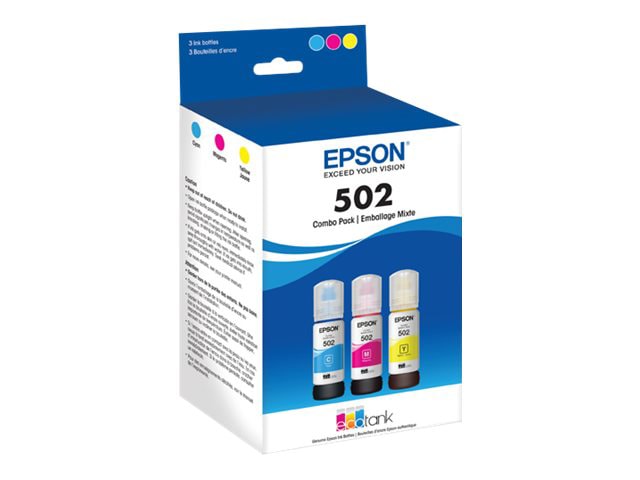 Epson 502 Multi Pack With Sensor 3 Pack Yellow Cyan Magenta Original Ink Tank 8024