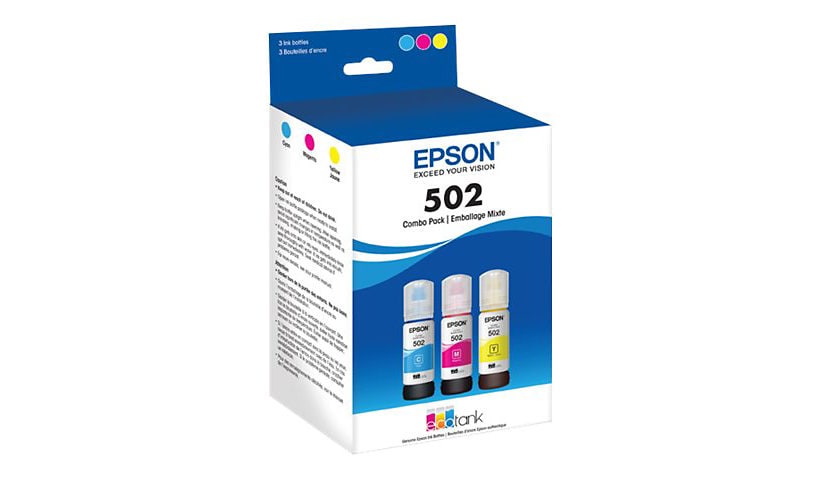 Epson 502 Multi-pack With Sensor - 3-pack - yellow, cyan, magenta - original - ink tank