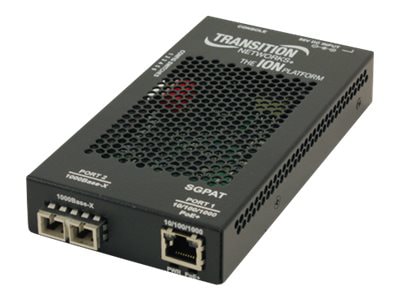 Transition Networks Stand-Alone Power over Ethernet (PoE+) PSE - fiber media converter - 10Mb LAN, 100Mb LAN, 1GbE