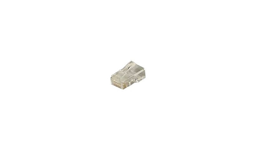 Allen Tel 8x8 Modular Plug for Rounded Cord/Solid Wire - network connector - smoky gray