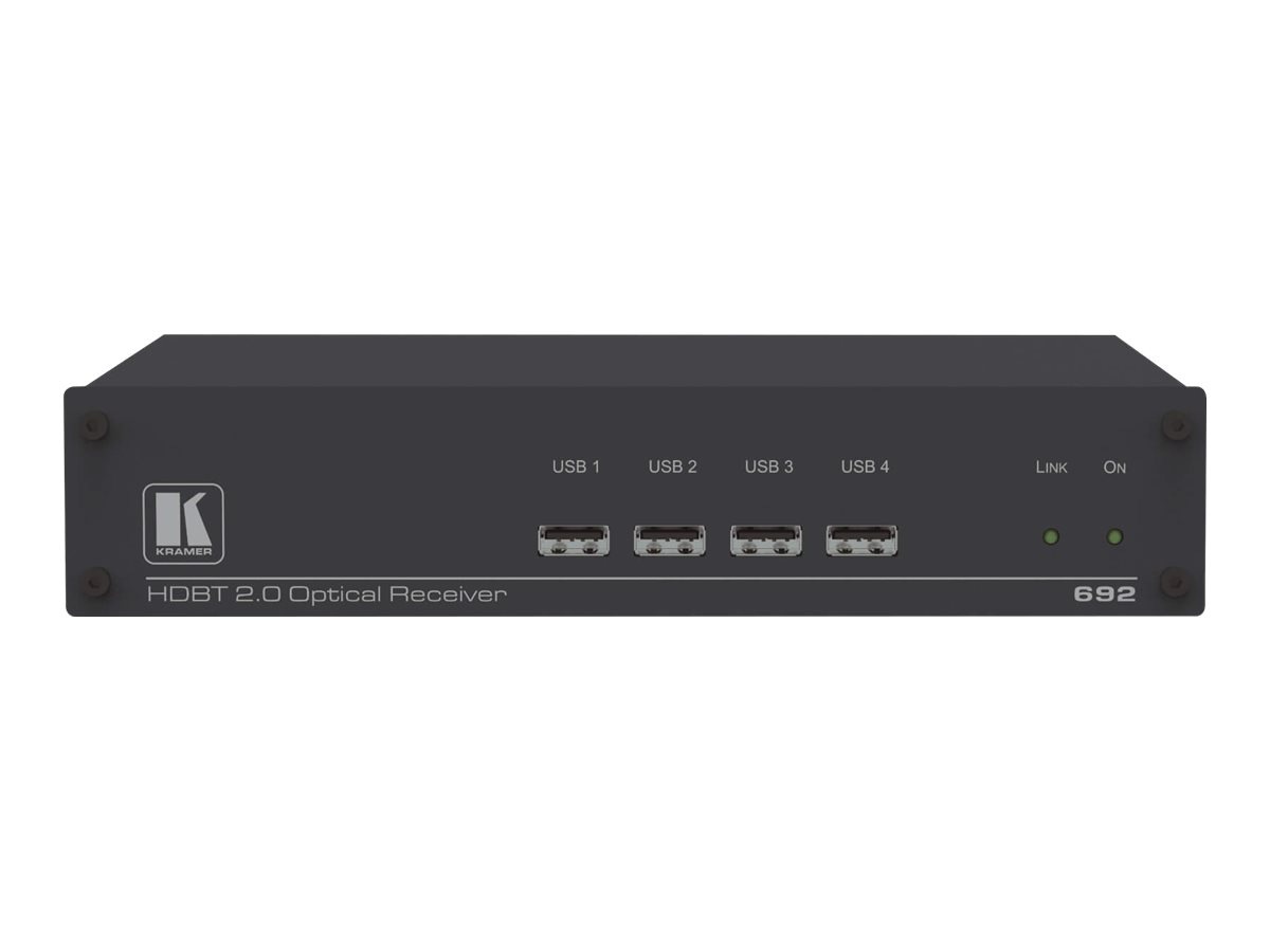 Kramer 692 4K60 4:2:0 HDMI MM/SM Fiber Optic Receiver with USB, Ethernet, RS-232, IR & Stereo Audio over Ultra-Reach