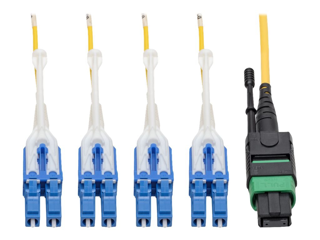 Eaton Tripp Lite Series MTP/MPO (APC) to 4xLC (UPC) Singlemode Breakout Patch Cable, 40/100 GbE, QSFP+ 40GBASE-PLR4,