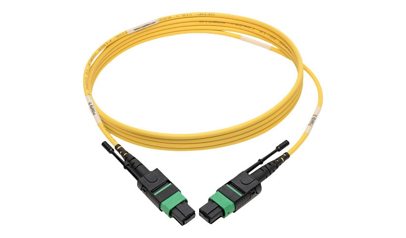 Tripp Lite MTP/MPO (APC) Singlemode Patch Cable (F/F), 12 Fiber, 40/100 GbE, QSFP+ 40GBASE-PLR4, Plenum, Push/Pull Tab,