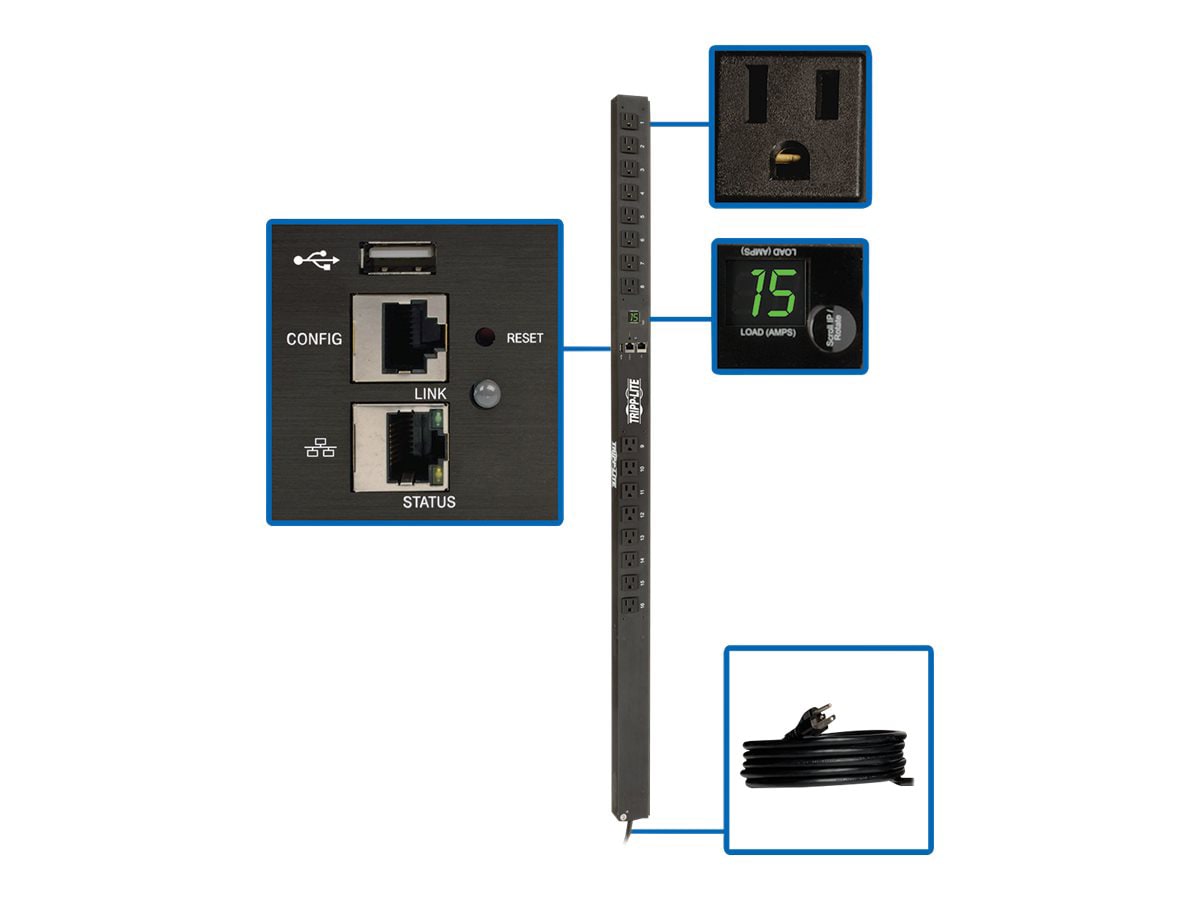 Tripp Lite 1.4kW Single-Phase Monitored PDU with LX Platform Interface, 120
