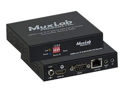 MuxLab HDMI over IP H.264/H.265 PoE Transmitter - video/audio/infrared/serial extender - HDMI