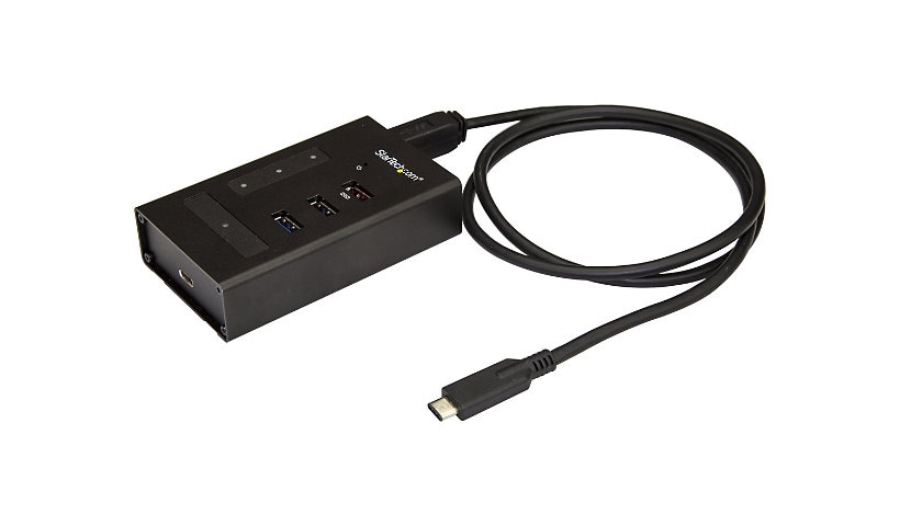 StarTech.com 4 Port USB C Hub 5Gbps - 1C/3A - Mountable Metal USB Type-C Hub - Self Power - BC 1.2