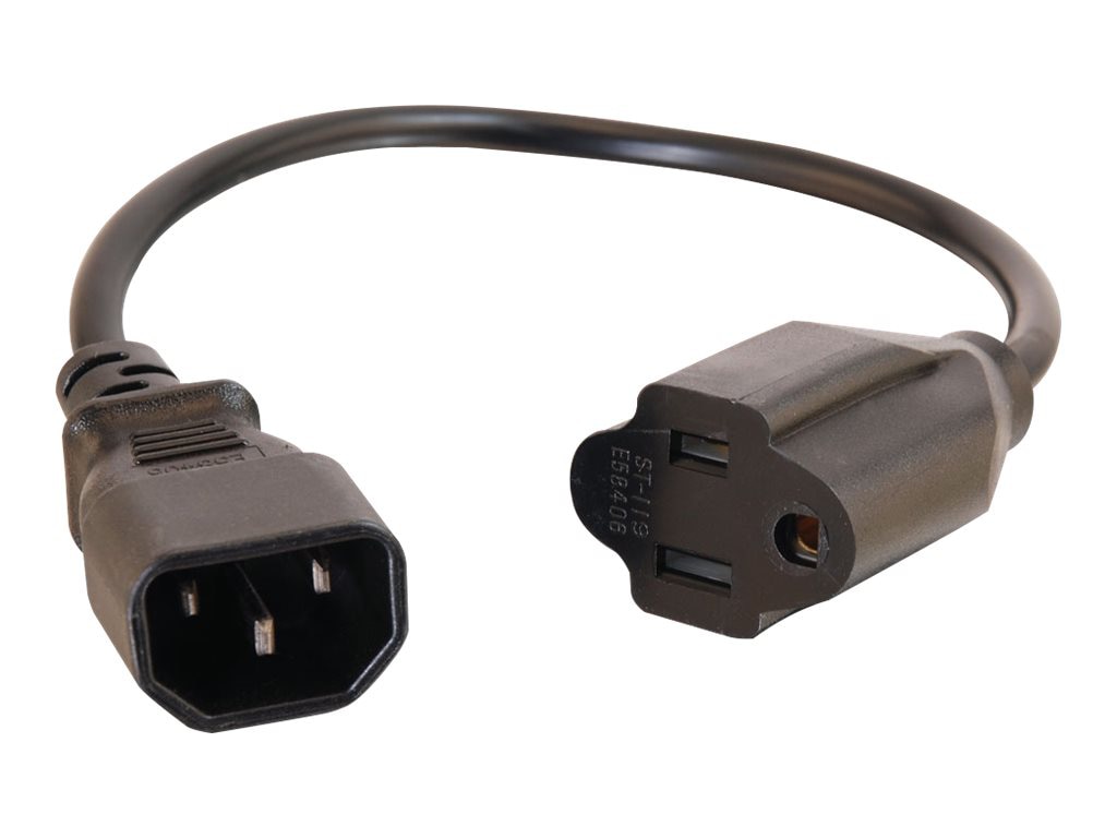 C2G 2ft 16 AWG Monitor Power Adapter Cord (IEC320C14 to NEMA 5-15R) - power cable - 2 ft
