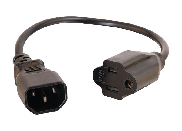 C2G 2ft 16 AWG Monitor Power Adapter Cord (IEC320C14 to NEMA 5-15R) - power cable - 2 ft
