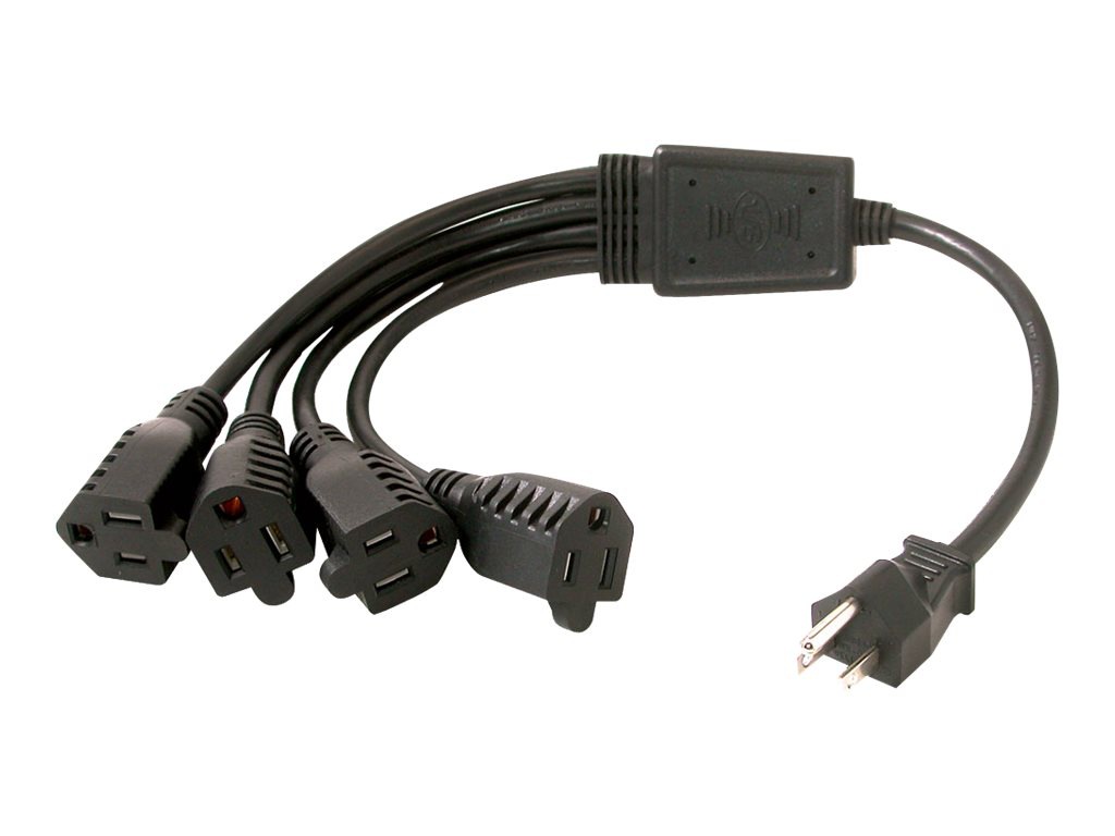 C2G 1.5ft 1-to-4 Power Cord Splitter - 16 AWG - NEMA 5-15P to NEMA 5-15R