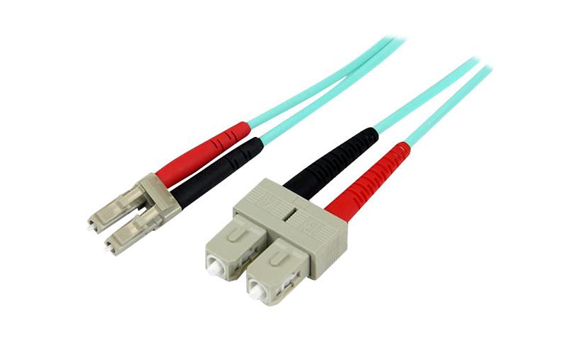 StarTech.com 10m (30ft) LC/UPC to SC/UPC OM3 Multimode Fiber Optic Cable, Full Duplex Zipcord Fiber, 100Gbps, LOMMF,