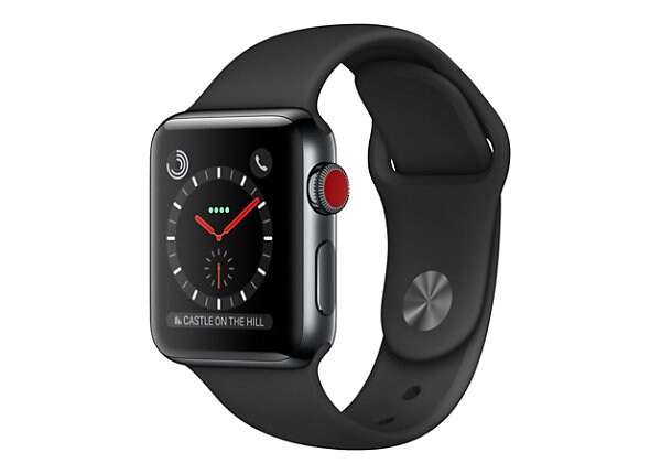 Apple Watch Series 3 (GPS + Cellular) - space gray aluminum - smart watch with sport band - black - 16 GB - not