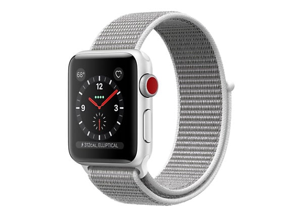 Apple Watch Series 3 (GPS + Cellular) - silver aluminum - smart watch with sport loop - seashell - 16 GB - not specified