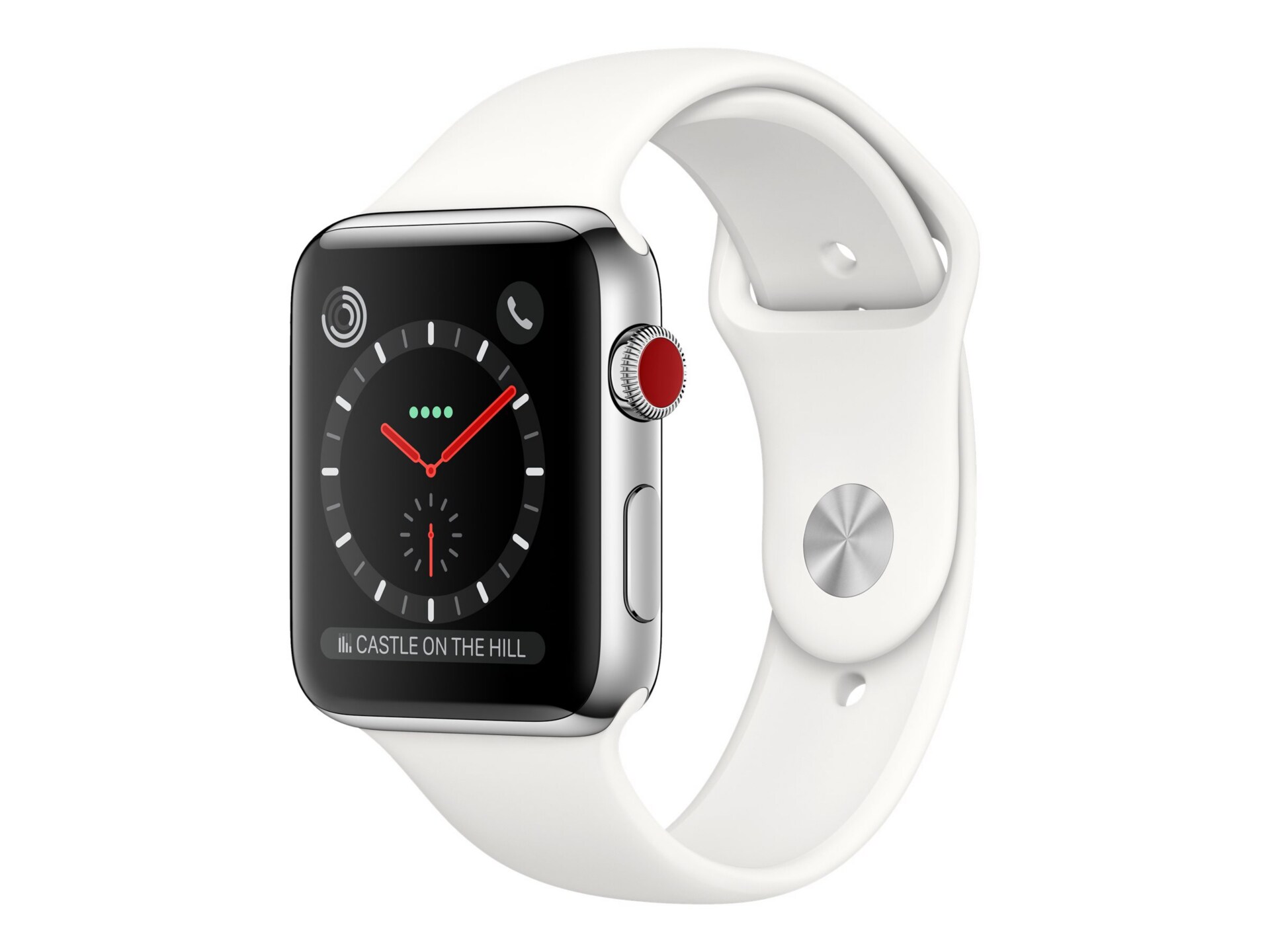 Apple Watch Series 3 (GPS + Cellular) - stainless steel - smart watch with sport band - soft white - 16 GB - not