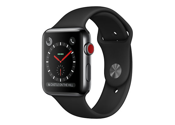 Apple Watch Series 3 (GPS + Cellular) - space black stainless steel - smart watch with sport band - black - 16 GB - not