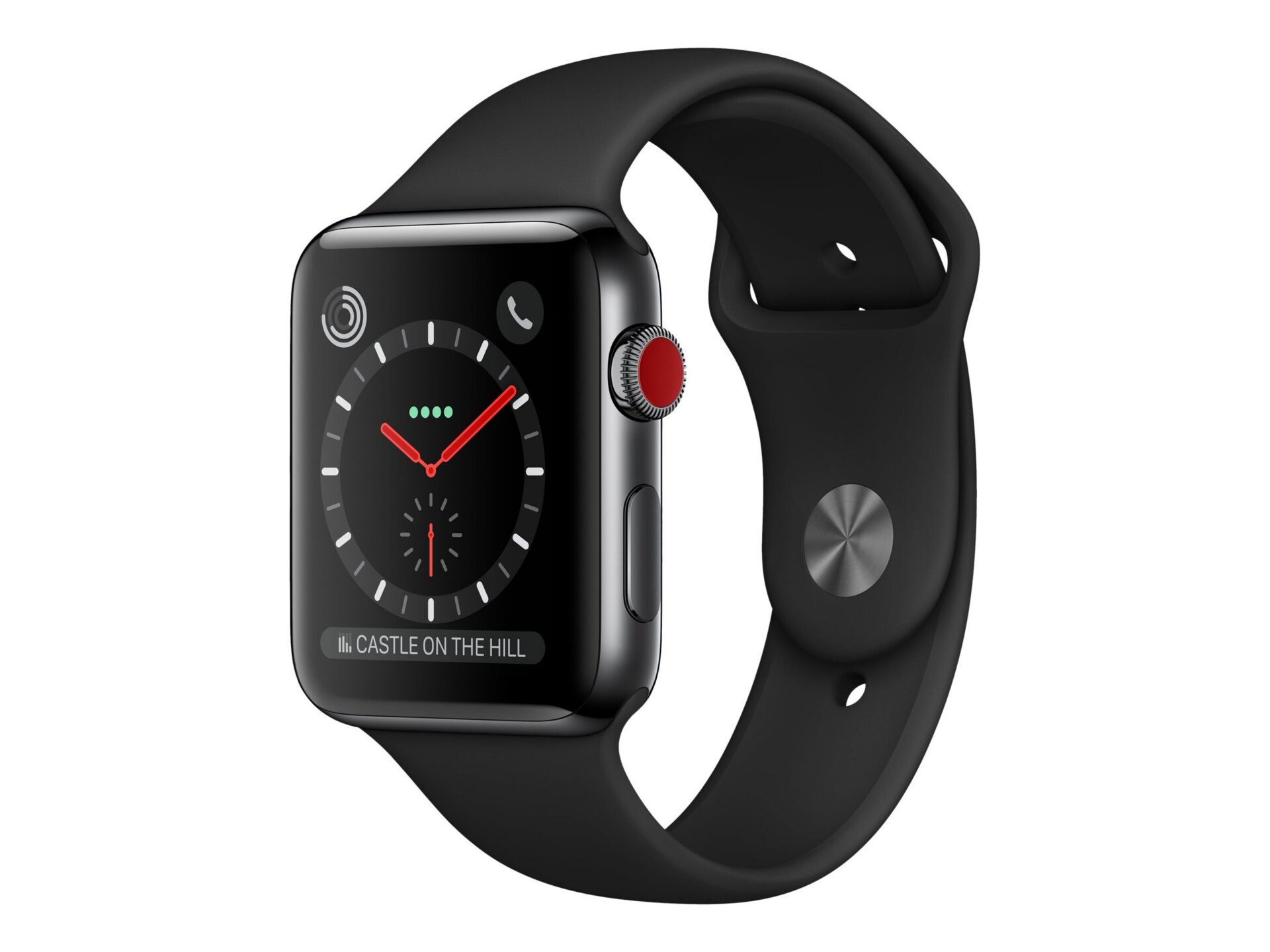 Apple Watch Series 3 (GPS + Cellular) - space gray aluminum - smart watch with sport band - black - 16 GB - not