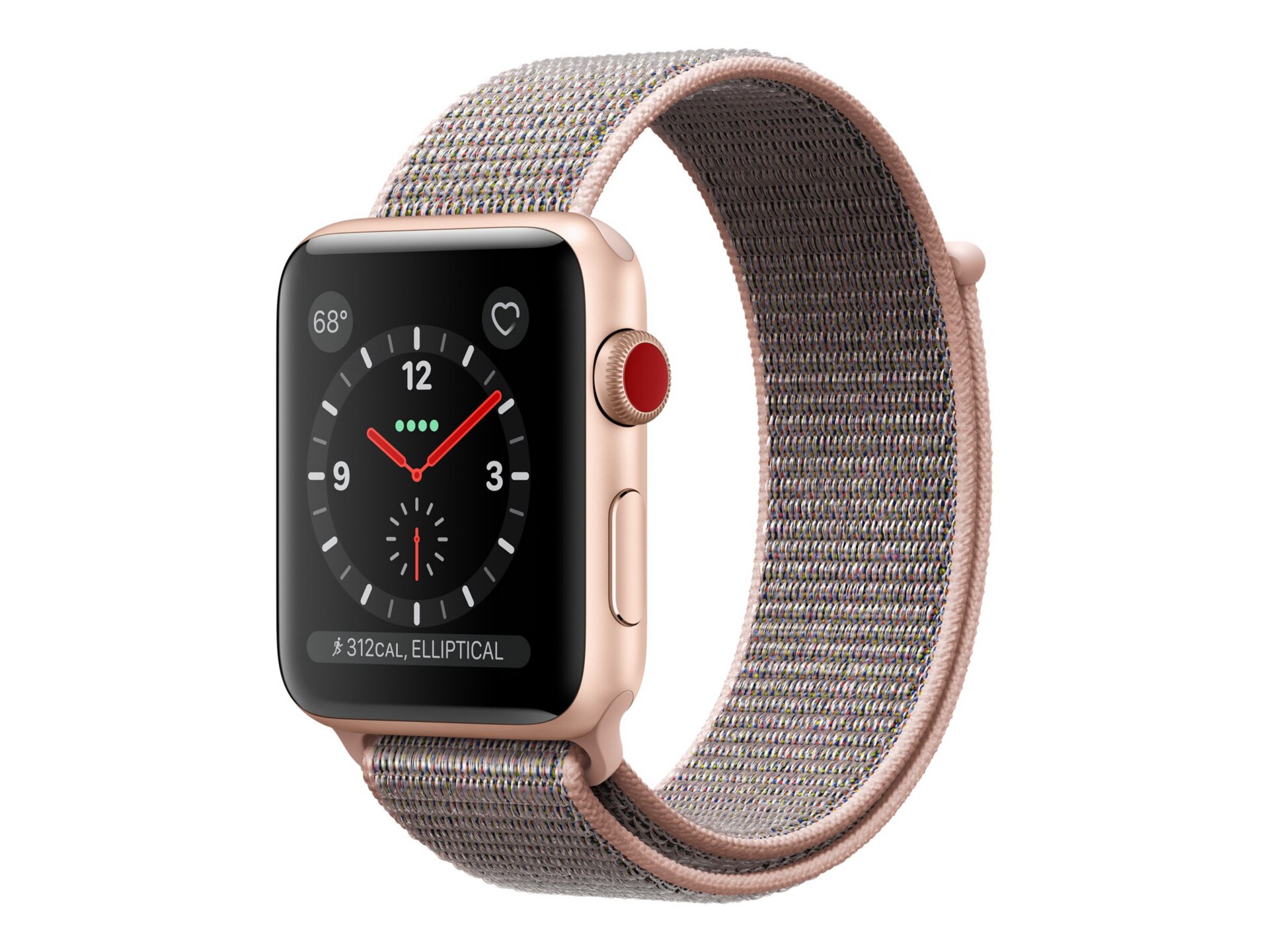 Apple Watch Series 3 (GPS + Cellular) - gold aluminum - smart watch with sport loop - pink sand - 16 GB - not specified