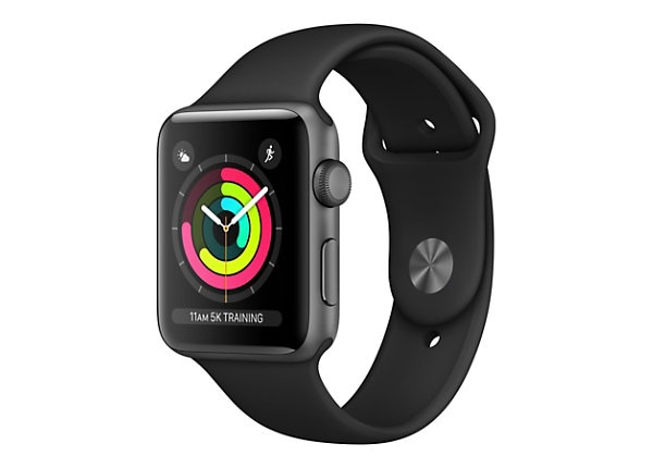 Apple Watch Series 3 (GPS) - space gray aluminum - smart watch with sport band - black - 8 GB