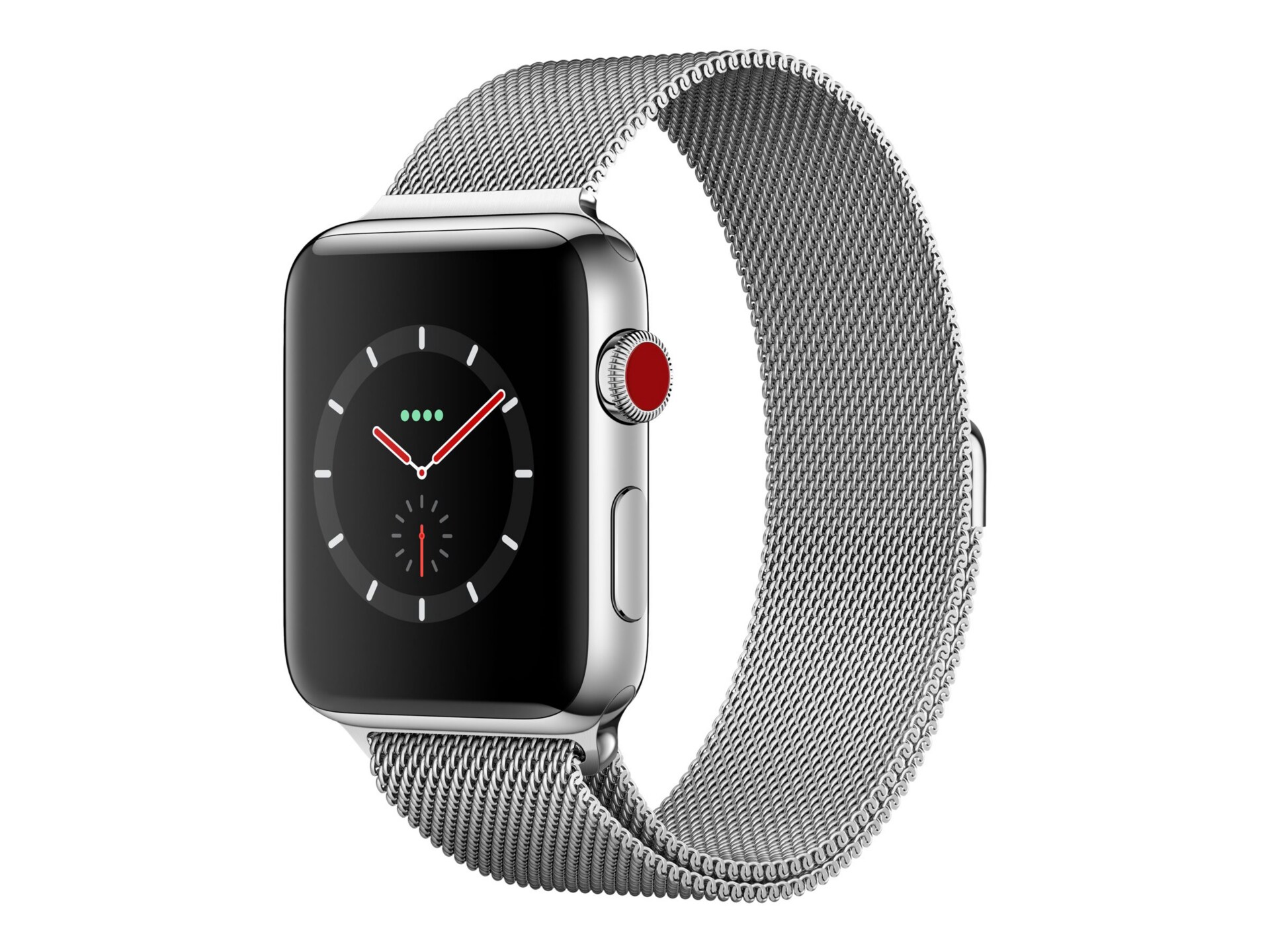 Apple Watch Series 3 (GPS + Cellular) - stainless steel - smart watch with milanese loop - 16 GB - not specified
