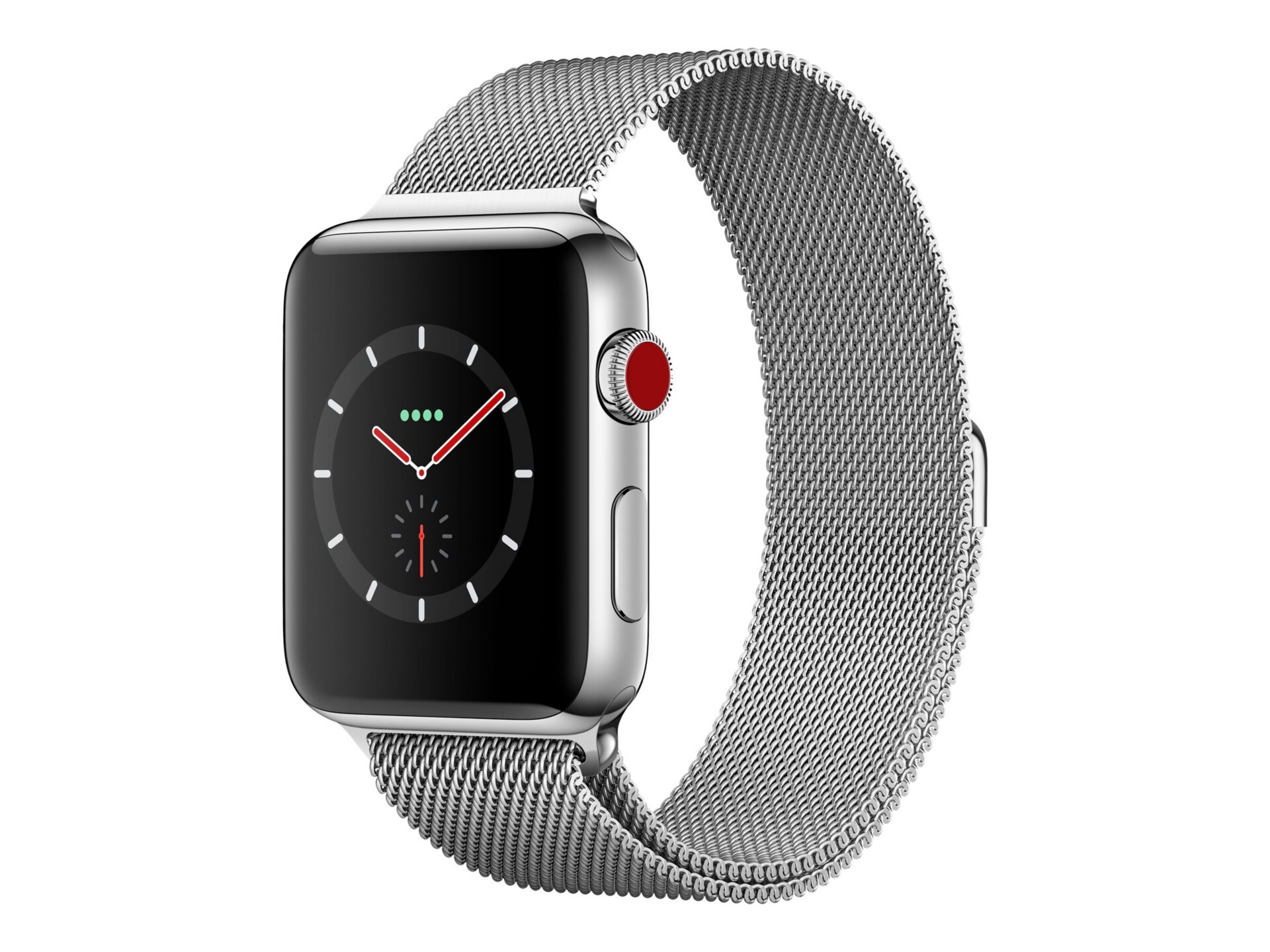 Apple Watch Series 3 (GPS + Cellular) - stainless steel - smart watch with milanese loop - 16 GB - not specified